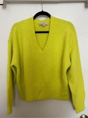 LOFT V-Neck Sweater in Bright Lime